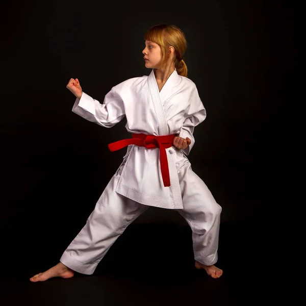 Kata karate girl — 스톡 사진