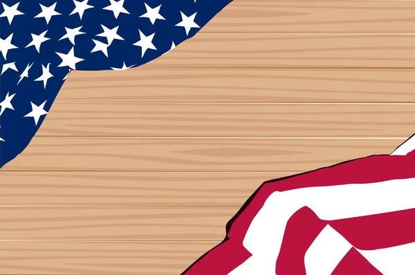 Bandera US madera — Vector de stock