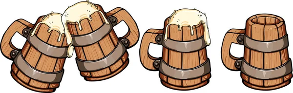 Bierkrug aus Holz — Stockvektor