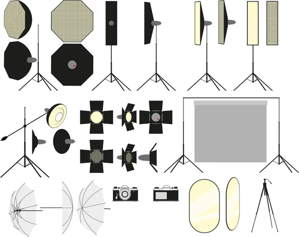 Akcesoria studia fotograficznego — Wektor stockowy