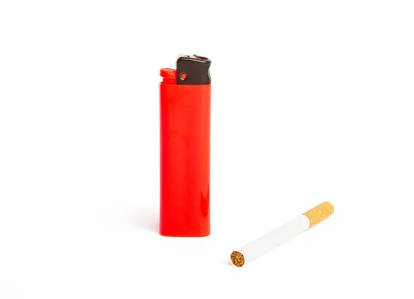 Cigarette and lighter — Stock Photo, Image