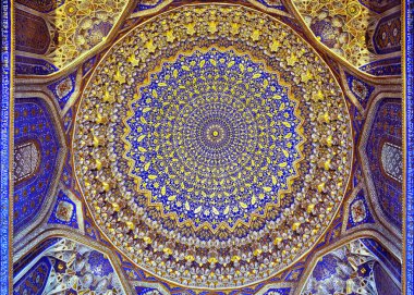 Semerkand, Özbekistan'a Tilya-Kori medrese kubbe