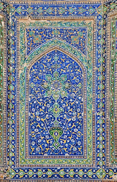 Régi keleti mozaik a falon, Üzbegisztán — Stock Fotó