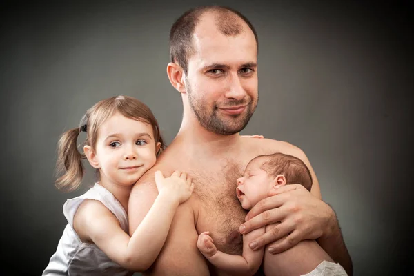 The father with two daughters — Stock Photo, Image