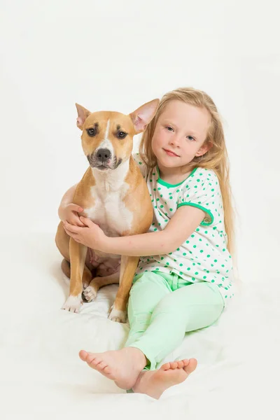 The little girl and dog — Stock Photo, Image