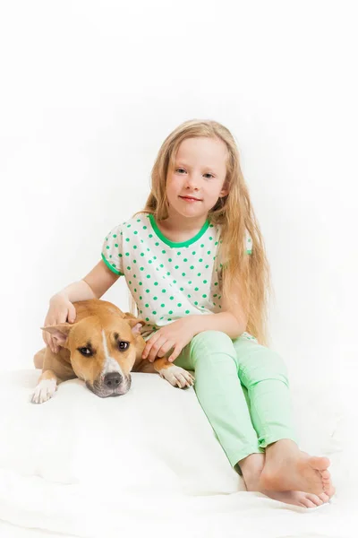 The little girl and dog — Stock Photo, Image