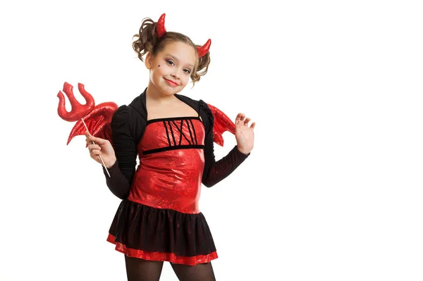 The girl in a suit of a devil — Stock Photo, Image