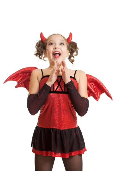 La chica con traje de diablo —  Fotos de Stock