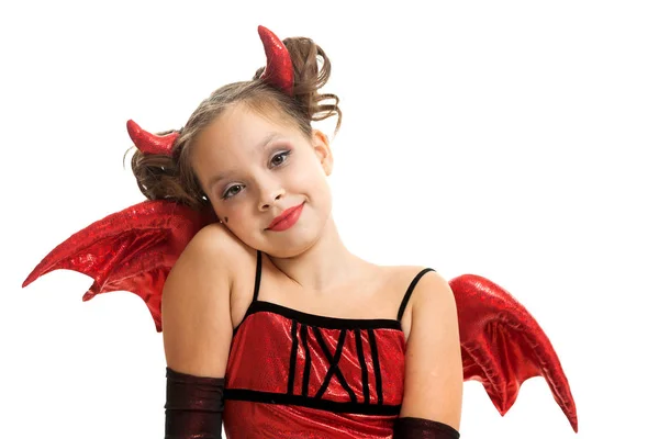 Dívka v obleku devil — Stock fotografie
