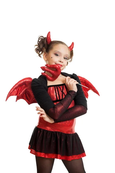 La ragazza in un vestito di un diavolo — Foto Stock