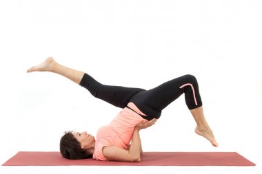 Yoga yaparken güzel Olgun kadın