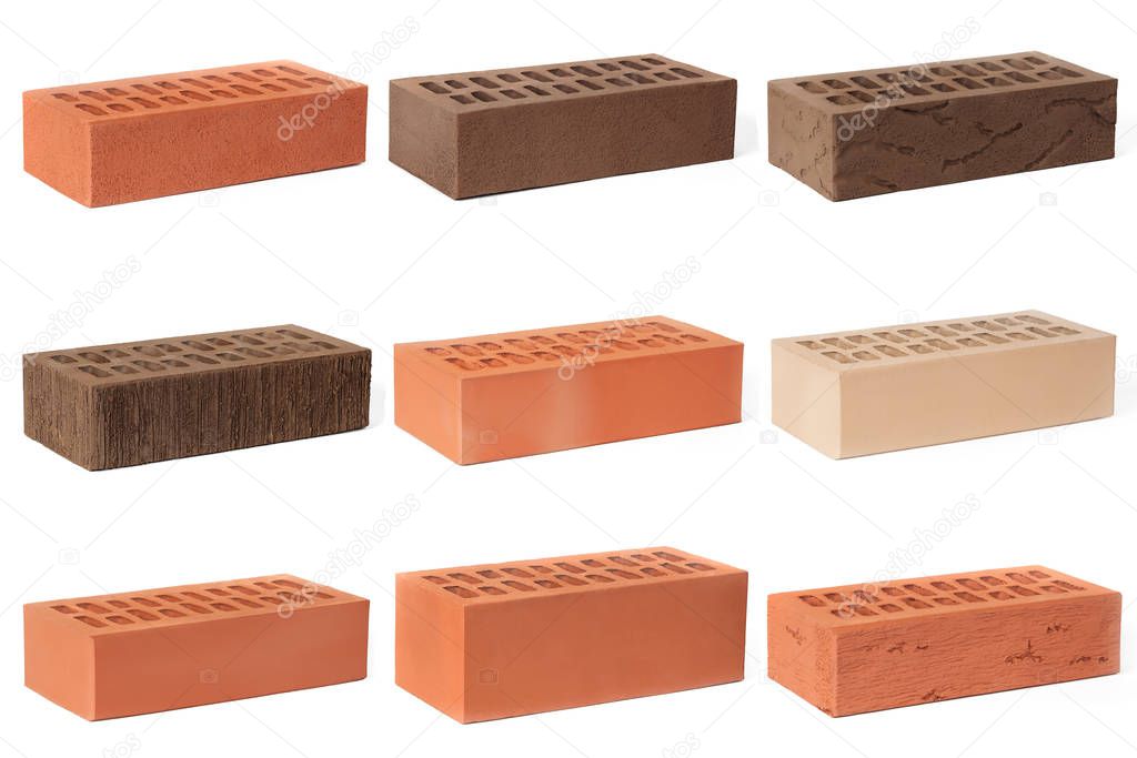 multicolored bricks on an isolated white background.
