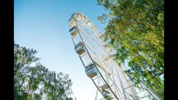 Timelapse Accelerated Video Viewing Wheel Movement Evening Amusement Park — Stok video