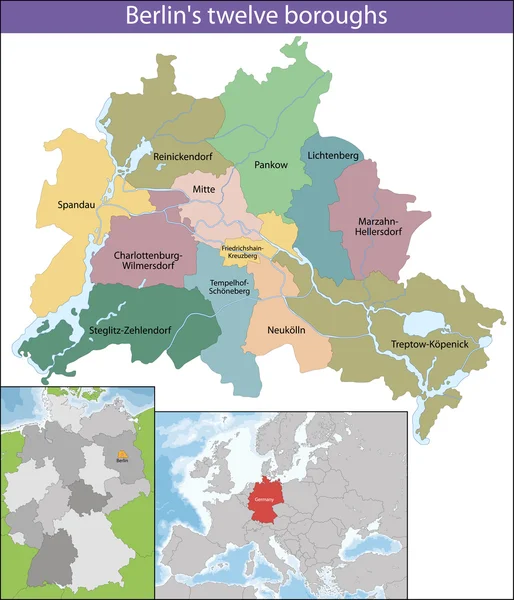 O mapa de Berlim —  Vetores de Stock