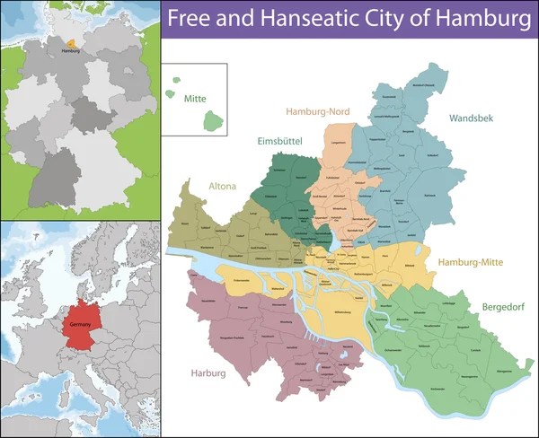 Özgür ve Hanseyatik Hamburg Şehri — Stok Vektör