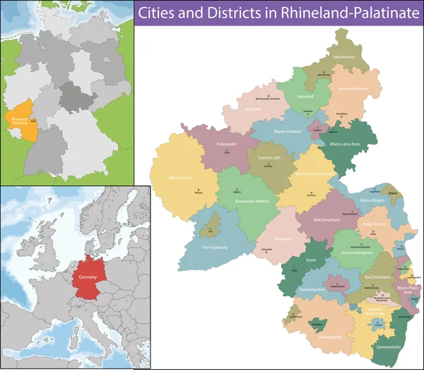 Mappa della Renania-Palatinato — Vettoriale Stock
