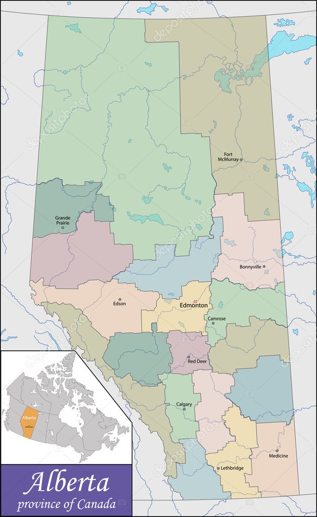 Mapa Politico De Alberta Canada