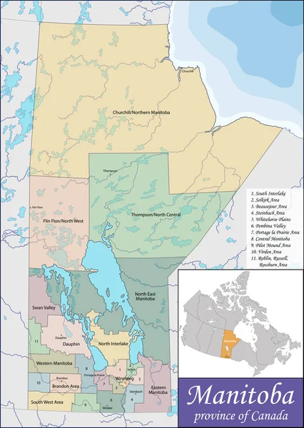 O mapa de Manitoba — Vetor de Stock