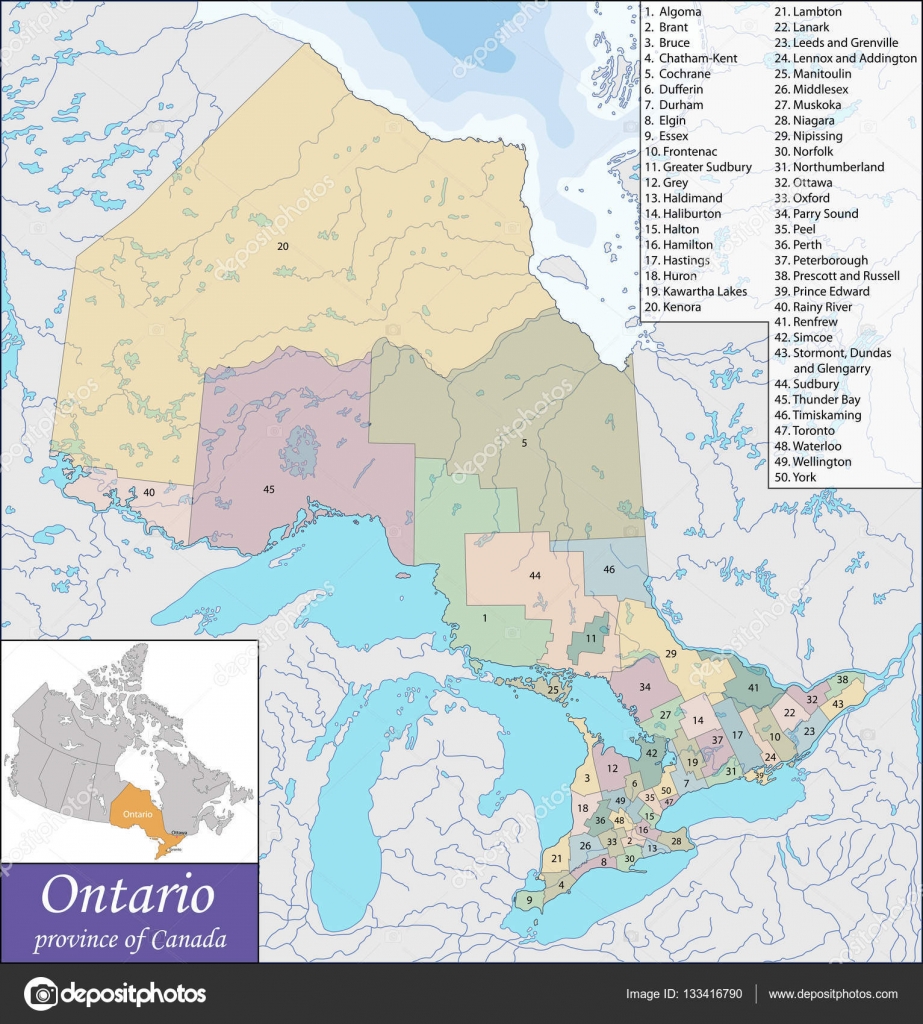 Map Of Ontario — Stock Vector © Volina 133416790