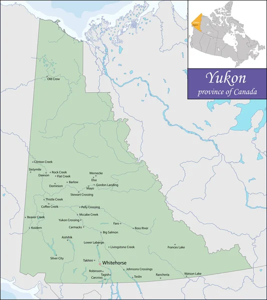 Map of Yukon — Stock Vector