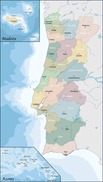 La mappa di Portogallo — Vettoriale Stock