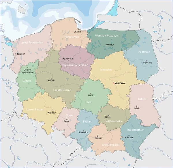 Polonya Haritası — Stok Vektör