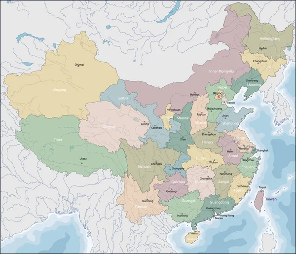 La mappa della Cina — Vettoriale Stock