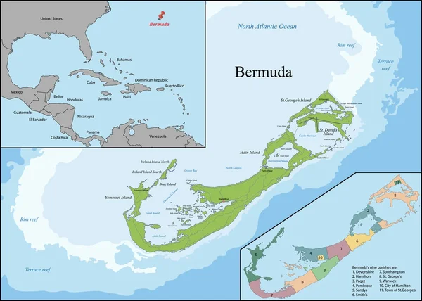 Karte von Bermuda — Stockvektor