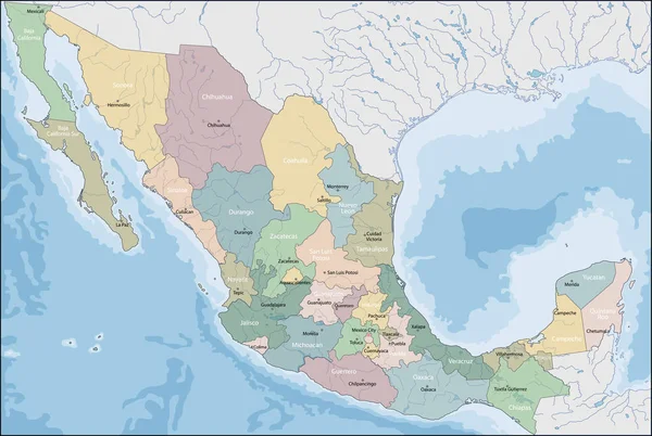 Mapa do México — Vetor de Stock