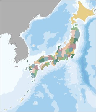 Japonya 'nın vektör haritası 47 vilayete bölündü