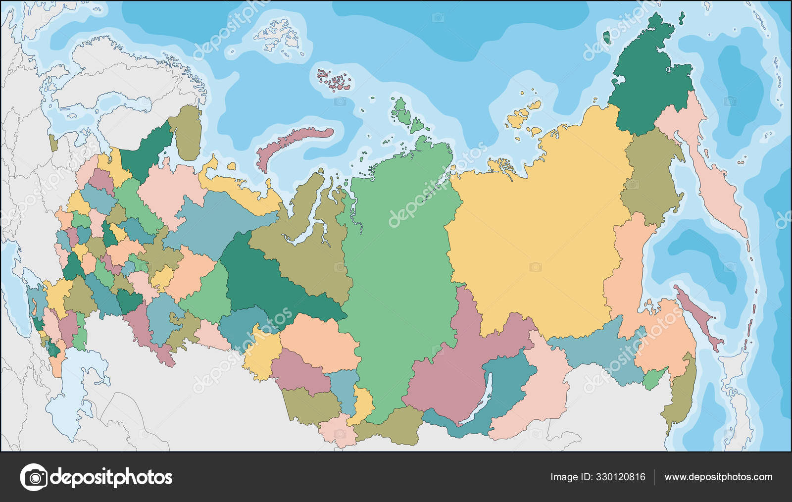 Mapa da Federação Russa com assuntos federais imagem vetorial de Volina©  330120816