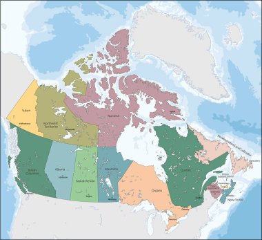 Vector illustration map of Canada clipart