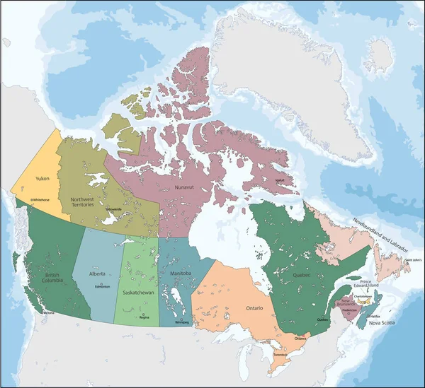 Mapa de ilustración vectorial de Canadá — Vector de stock