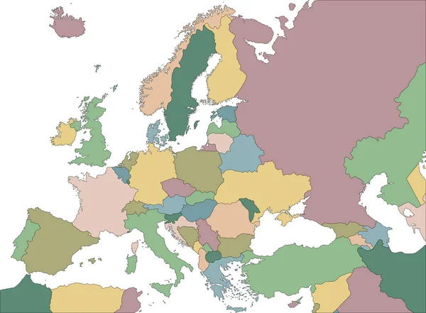 Politieke kaart van Europa en de omliggende regio — Stockvector