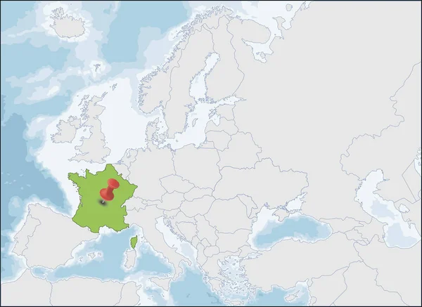 Localização da República Francesa no mapa da Europa —  Vetores de Stock