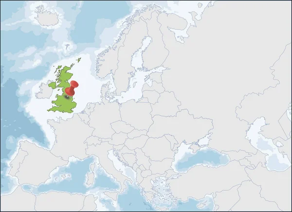 Egyesült Királyság elhelyezkedése Európa-térképen, vektor illusztráció — Stock Vector