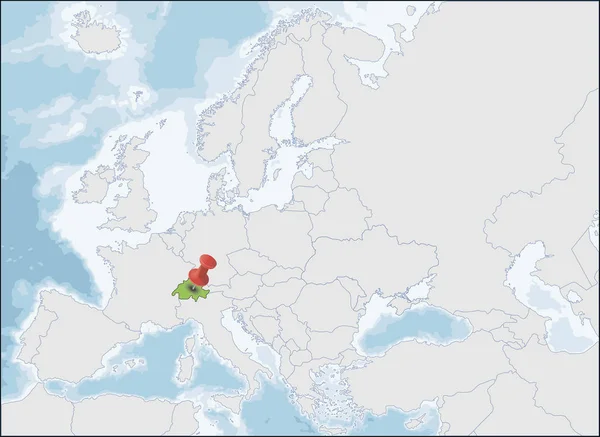 Localização da Confederação Suíça no mapa da Europa —  Vetores de Stock