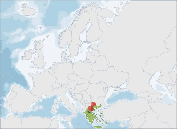ヨーロッパ地図上のギリシャ共和国の場所 — ストックベクタ