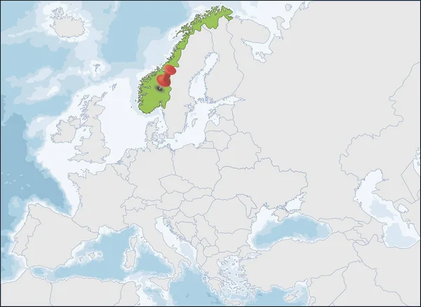 Reino de Noruega ubicación en Europa mapa — Vector de stock