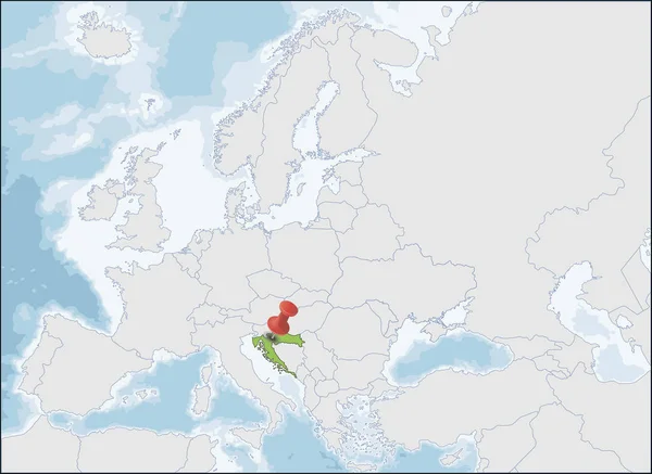 Situation de la République de Croatie sur la carte d'Europe — Image vectorielle