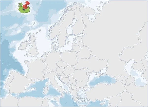 L'Islande est une île nordique situation sur la carte de l'Europe — Image vectorielle