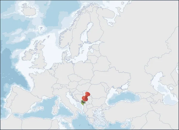 Situation du Monténégro en Europe du Sud-Est sur la côte des Balkans — Image vectorielle