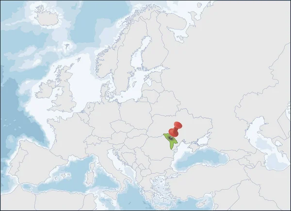 República de Moldavia ubicación en Europa mapa — Vector de stock