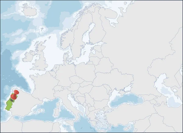 Posizione Repubblica portoghese sulla mappa di Europa — Vettoriale Stock