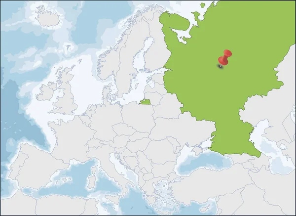 Der Standort der Russischen Föderation auf der Europakarte — Stockvektor