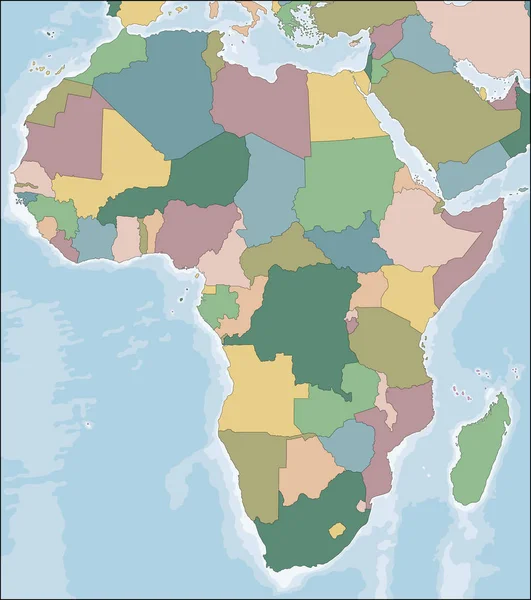 Mapa do continente africano com países — Vetor de Stock