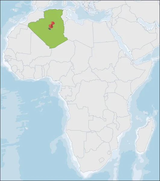 República Democrática de Argelia ubicación en África mapa — Vector de stock