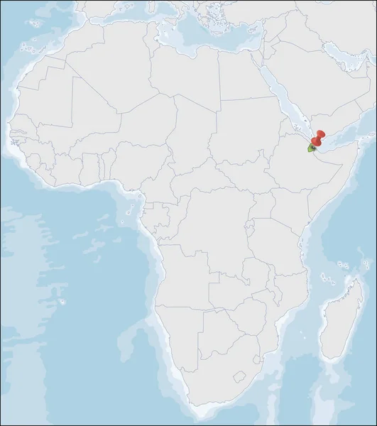 지부티 공화국, 아프리카 지도에 위치 — 스톡 벡터