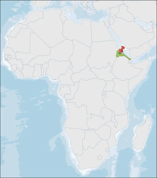 Lage Eritreas auf der Afrika-Karte — Stockvektor