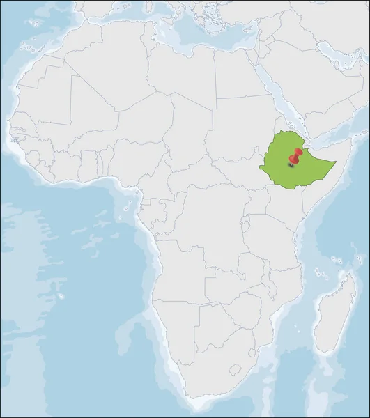 Lage der Demokratischen Bundesrepublik Äthiopien auf der Afrika-Karte — Stockvektor